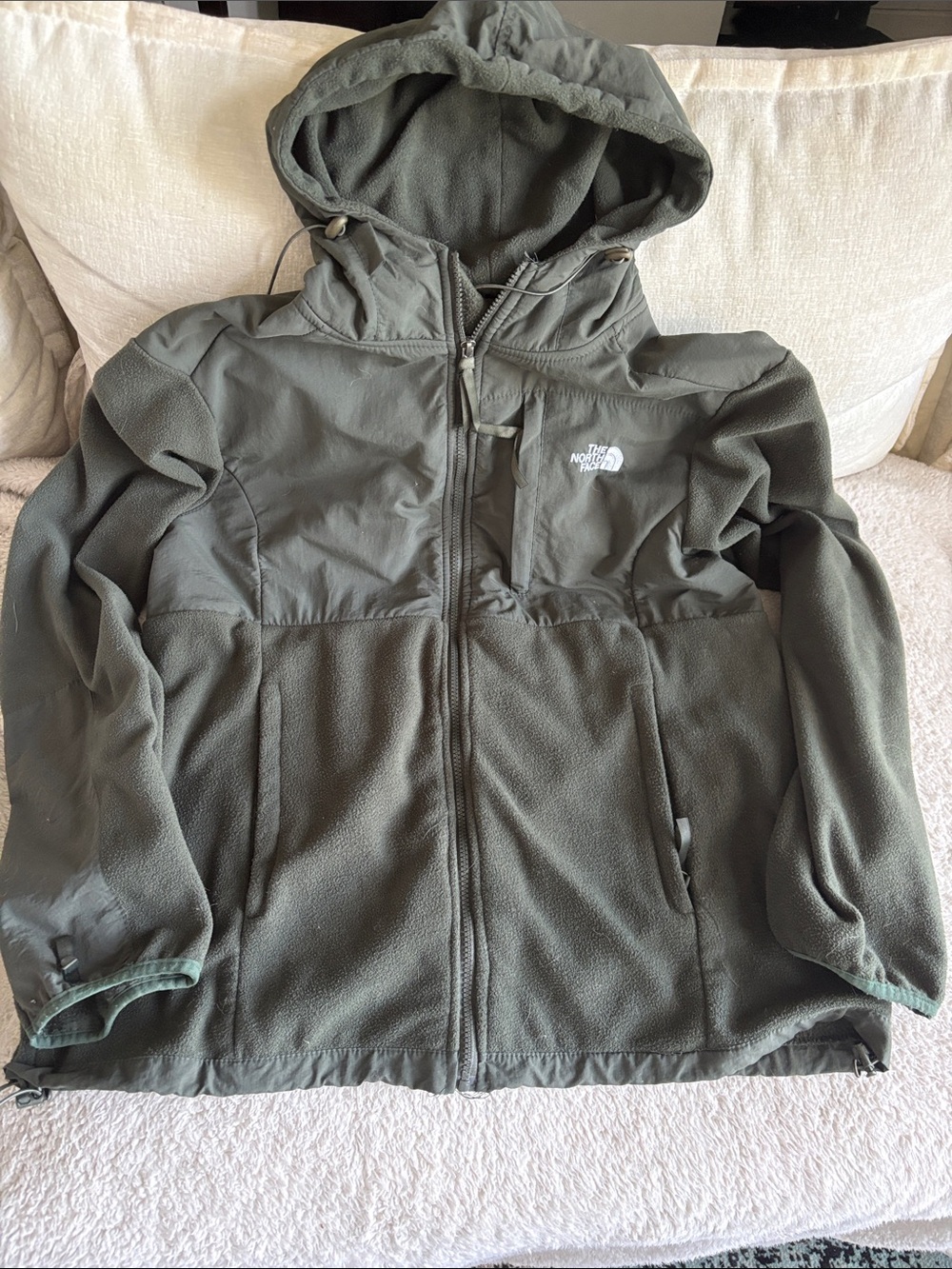The North Face Plus Size Olive Green Hooded Fleece Jacket